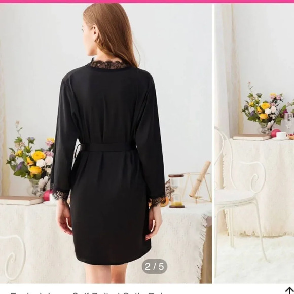 Shein black satin like robe - Picture 9 of 11